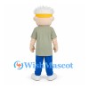 Boy Mascot Costume with White Hair and Yellow Visor