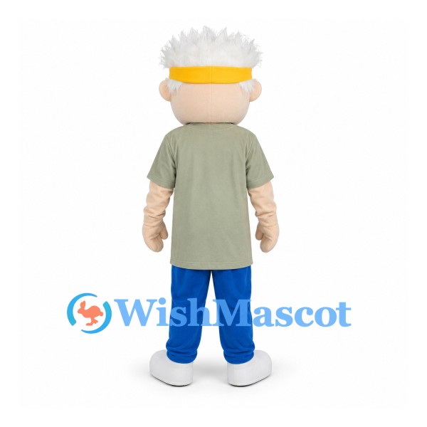 Boy Mascot Costume with White Hair and Yellow Visor