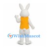 Rabbit Mascot Costume in White with Yellow Vest