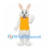 Rabbit Mascot Costume in White with Yellow Vest