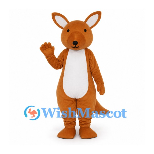 Kangaroo Mascot Costume in Brown with White Belly