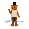 Beaver Mascot Costume with Black Top Hat and Cream Vest