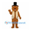 Beaver Mascot Costume with Black Top Hat and Cream Vest