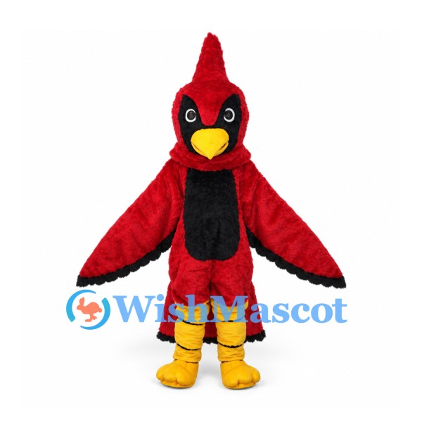 Cardinal Mascot Costume in Red with Black Wing Trim