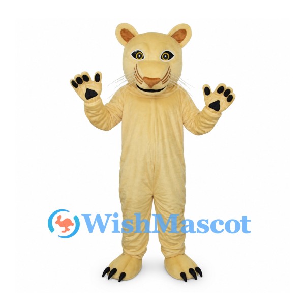 Lioness Mascot Costume in Tan with Black Paw Pads