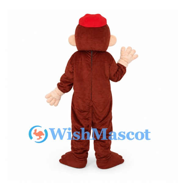 Monkey Mascot Costume in Brown with Red Fez Hat
