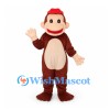 Monkey Mascot Costume in Brown with Red Fez Hat