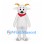 Goat Mascot Costume in White with Yellow Horns and Red Scarf