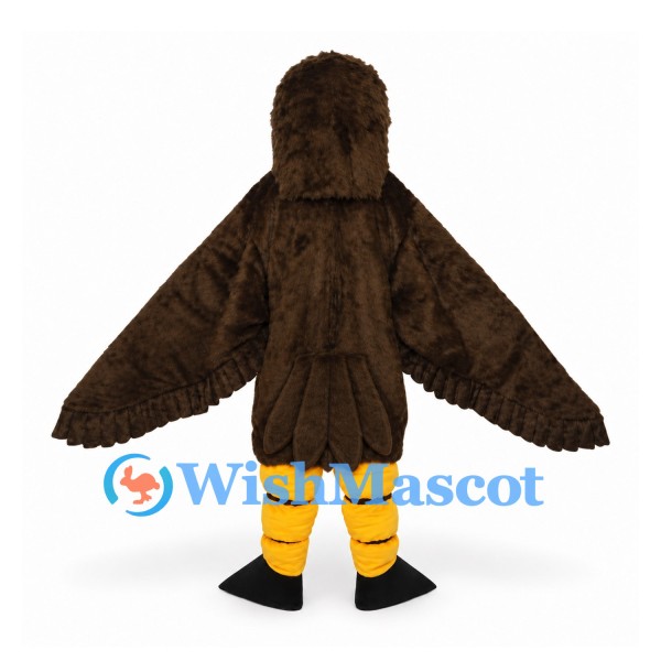 Eagle Mascot Costume in Dark Brown with Yellow Beak