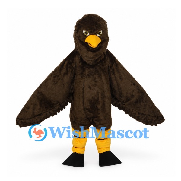 Eagle Mascot Costume in Dark Brown with Yellow Beak