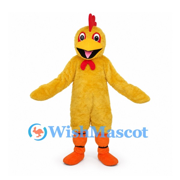 Chicken Mascot Costume in Yellow with Orange Feet