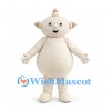 Fantasy Character Mascot Costume in Cream with Round Belly and Head Antenna