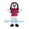 Dog Mascot Costume with Red Striped Shirt and Sunglasses