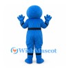 Ninja Mascot Costume in Blue with White Belly and Black Belt