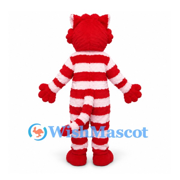 Cat Mascot Costume with Red and White Stripes