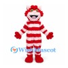 Cat Mascot Costume with Red and White Stripes
