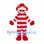 Cat Mascot Costume with Red and White Stripes
