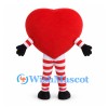 Heart Mascot Costume in Red with Striped Arms and Legs