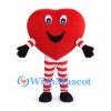 Heart Mascot Costume in Red with Striped Arms and Legs