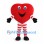 Heart Mascot Costume in Red with Striped Arms and Legs