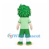 Boy Mascot Costume with Green Leaf Hair and Green Shorts
