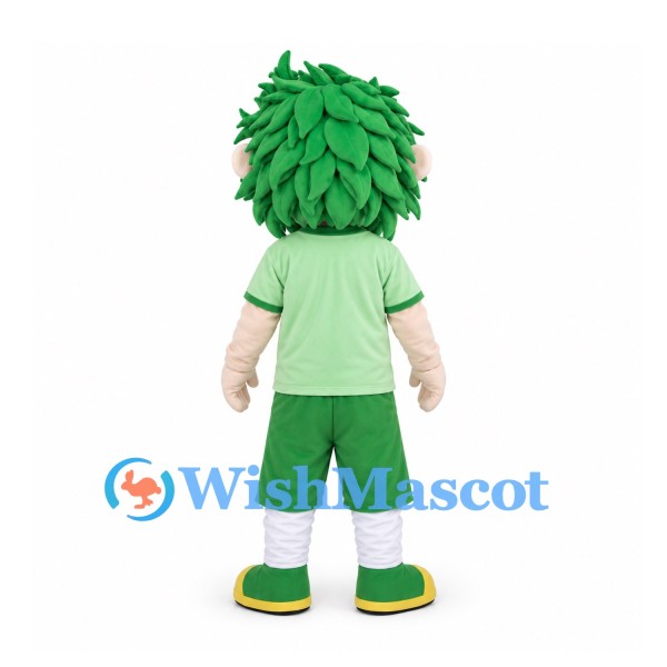 Boy Mascot Costume with Green Leaf Hair and Green Shorts
