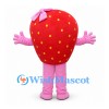 Strawberry Girl Mascot Costume with Pink Bow and Red Fruit Body