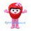 Strawberry Girl Mascot Costume with Pink Bow and Red Fruit Body