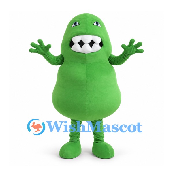 Monster Mascot Costume in Green with Large Toothy Mouth