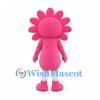 Flower Mascot Costume with Pink Petals and Yellow Face