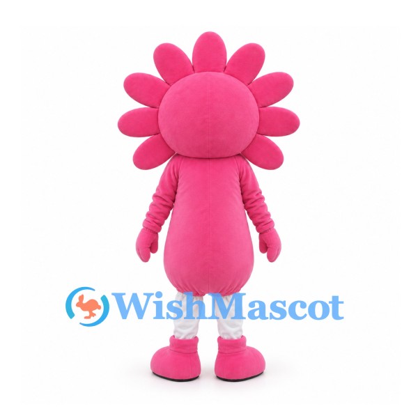 Flower Mascot Costume with Pink Petals and Yellow Face