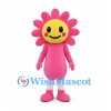 Flower Mascot Costume with Pink Petals and Yellow Face