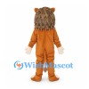 Lion Mascot Costume in Orange with Long Brown Mane
