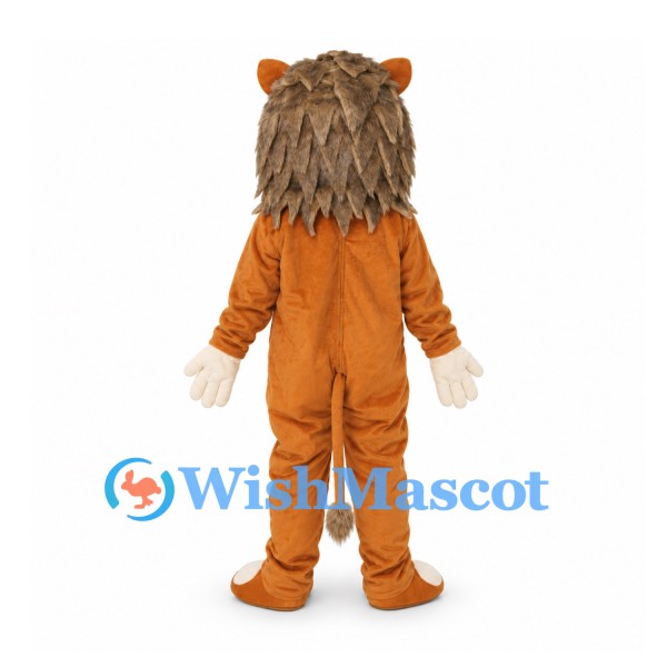 Lion Mascot Costume in Orange with Long Brown Mane
