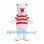 Bear Mascot Costume in White with Red Striped Shirt