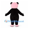 Panda Mascot Costume in Pink and Black with Heart Belly
