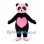 Panda Mascot Costume in Pink and Black with Heart Belly