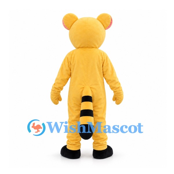Raccoon Mascot Costume in Yellow with Striped Tail