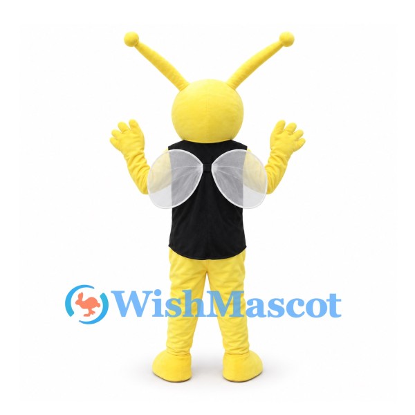 Bee Mascot Costume in Yellow and Black with White Wings