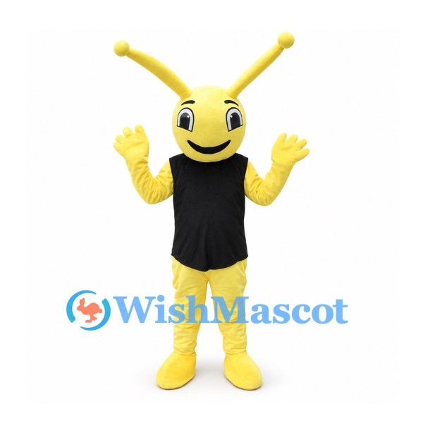 Bee Mascot Costume in Yellow and Black with White Wings