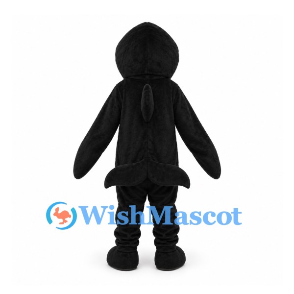 Whale Mascot Costume in Black with Cream Belly