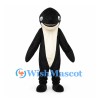 Whale Mascot Costume in Black with Cream Belly