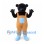 Bear Mascot Costume in Black with Orange Overalls