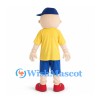 Boy Mascot Costume with Yellow Shirt and Blue Shorts