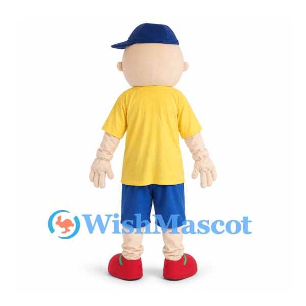 Boy Mascot Costume with Yellow Shirt and Blue Shorts
