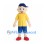 Boy Mascot Costume with Yellow Shirt and Blue Shorts