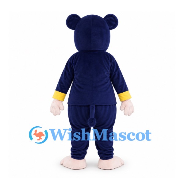 Monkey Mascot Costume in Navy Blue with Yellow Cuffs