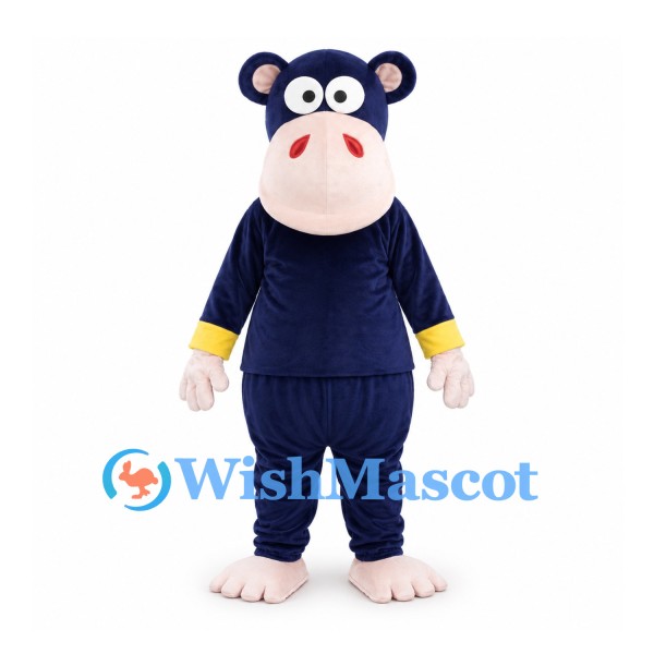 Monkey Mascot Costume in Navy Blue with Yellow Cuffs
