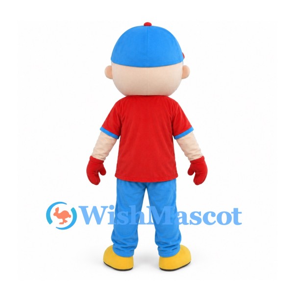Boy Mascot Costume with Red Shirt and Blue Cap