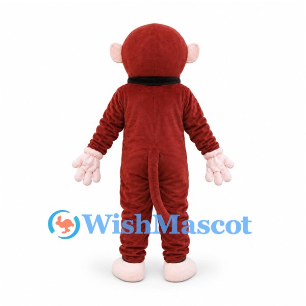 Monkey Mascot Costume in Burgundy with Cream Face